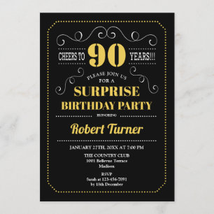 Invitation Surprise 90e anniversaire - Black Gold