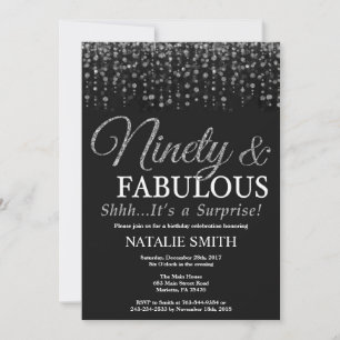 Invitation Surprise 90e anniversaire Ninety et Fabulous Silve
