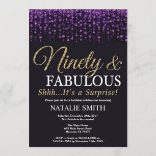 Invitation Surprise 90e anniversaire Parties scintillant viol