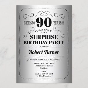 Invitation Surprise 90e anniversaire - Silver Black