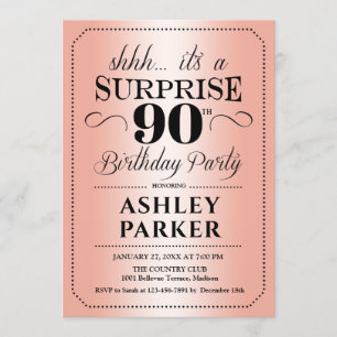 Invitation Surprise 90e fête d'anniversaire - Rose Gold