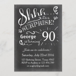 Invitation surprise à l'anniversaire 90 Chalkboard