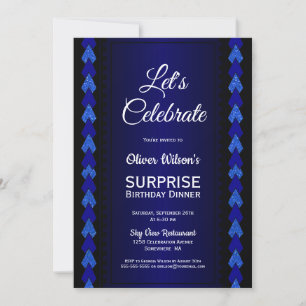 Invitation Surprise Anniversaire Dîner Noir et Bleu