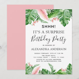 Invitation Surprise Anniversaire Fête Tropical Palm Floral