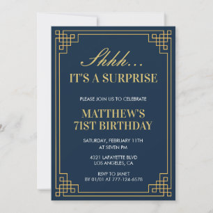 Invitation Surprise Anniversaire Marine bleu Gold Hommes 71e