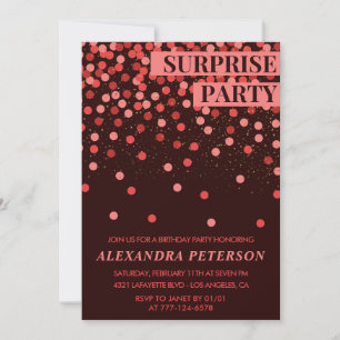 Invitation Surprise anniversaire paillettes noir rouge 92e an