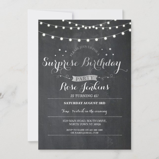 Invitation Surprise Anniversaire Table Ronde N'importe quel I (Devant)