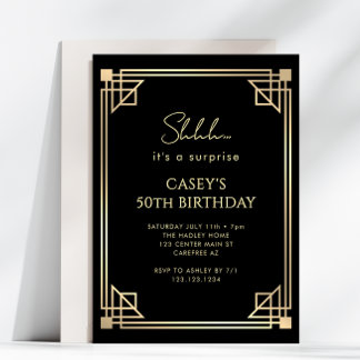 Invitation Surprise Art Déco pour 50e anniversaire