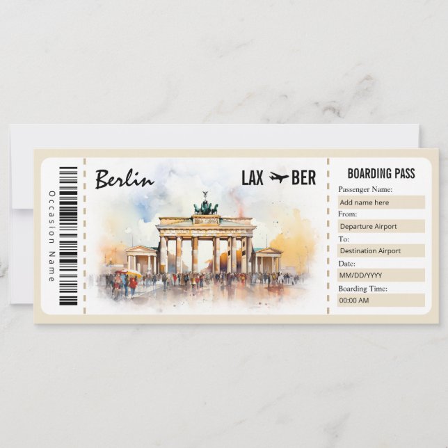 Invitation Surprise Berlin Boarding Pass Certificat cadeau In (Devant)