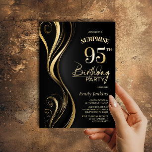 Invitation Surprise Black Gold 95e fête d'anniversaire