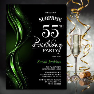 Invitation Surprise Black Green 55e anniversaire