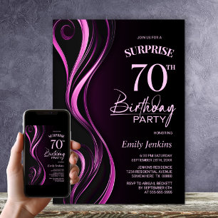 Invitation Surprise Black Pink 70e anniversaire fête