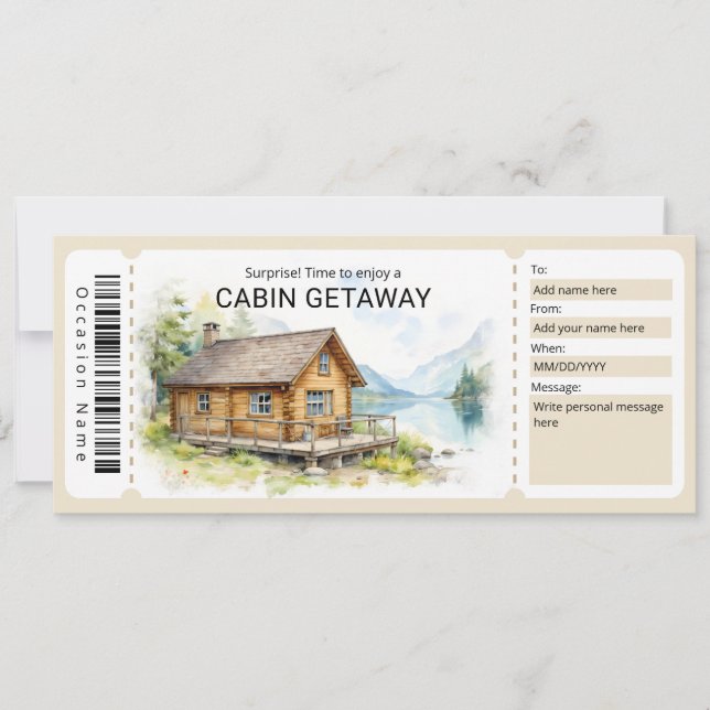 Invitation Surprise Cabin Trip Ticket  (Devant)