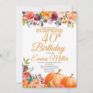 Invitation Surprise Citrouille automne Anniversaire
