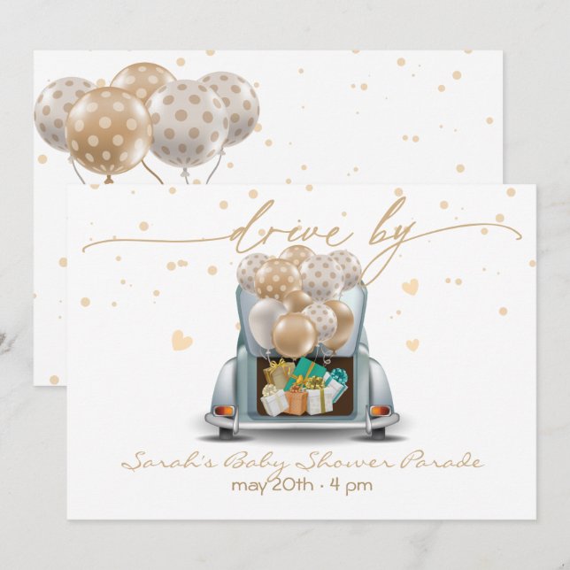 Invitation Surprise Conduite à travers Baby shower Parade 2 (Devant / Derrière)