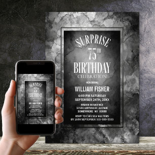 Invitation Surprise d'anniversaire de 75 ans en pierre d'ardo