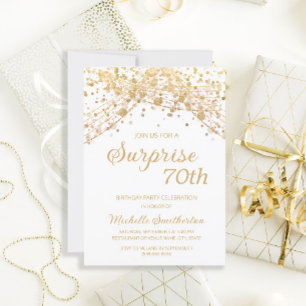 Invitation Surprise de 70 ans Glitter White Gold