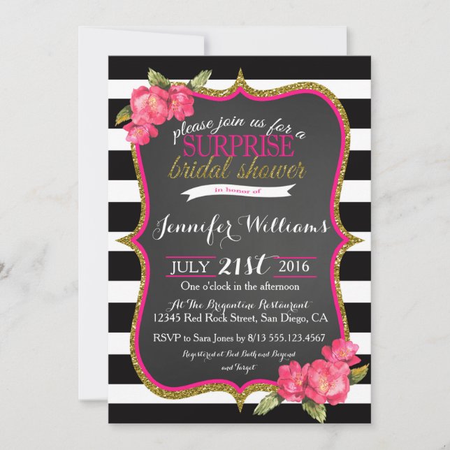 Invitation surprise de douche nuptiale (Devant)