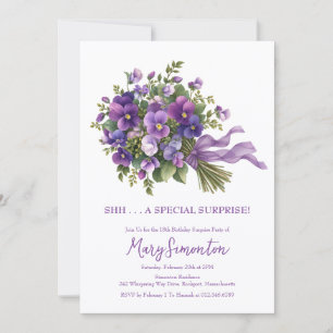 Invitation Surprise de fête d'anniversaire 18 ans Bouquet flo