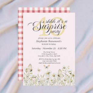 Invitation Surprise de fleurs sauvages blanches pour les 40 a