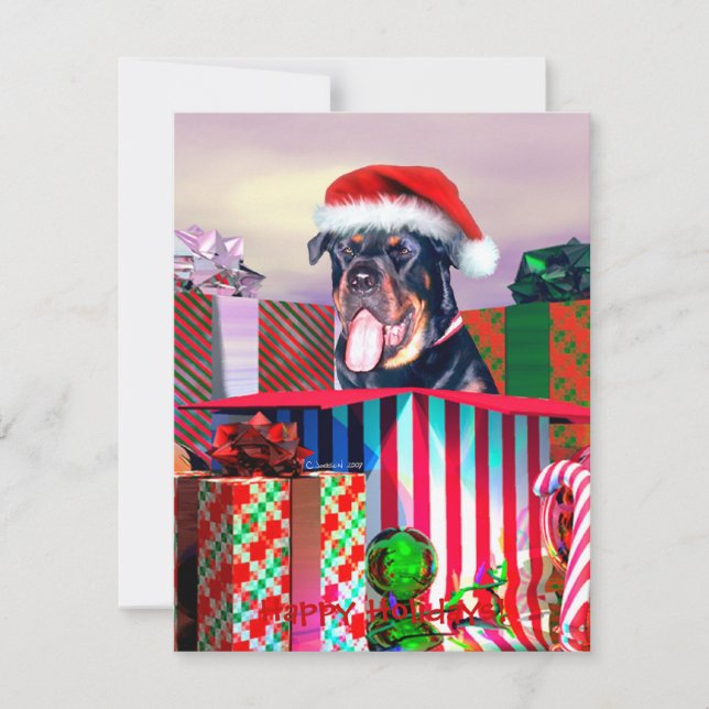 Invitation Surprise de Noël Rottweiler (Devant)