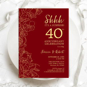 Invitation Surprise des 40 ans en or rouge rubis
