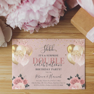 Invitation Surprise Double Anniversaire Fille Chic