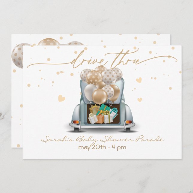 Invitation Surprise Drive À travers Baby shower Parade 2 (Devant / Derrière)