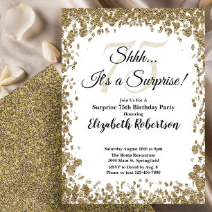 Invitation Surprise Élégant en Or pour les 75 ans