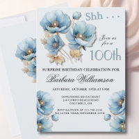SURPRISE Élégant Fleurs Bleues 100e Anniversaire
