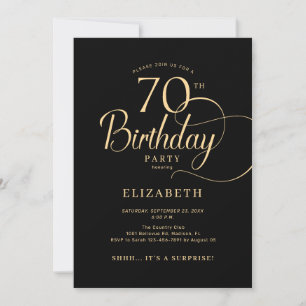Invitation Surprise élégante de 70 ans d'anniversaire en or n
