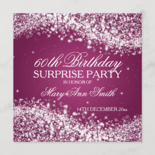Invitation Surprise fête d'anniversaire Sparkling Wave Pink