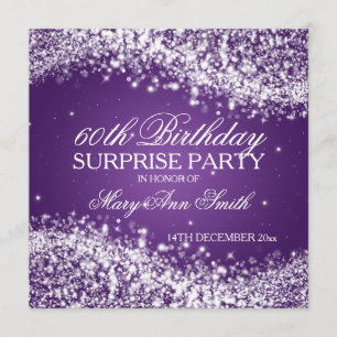 Invitation Surprise fête d'anniversaire Sparkling Wave Purple