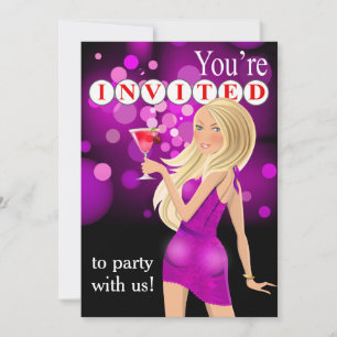 Invitation Surprise Fille de fête d'anniversaire   violet