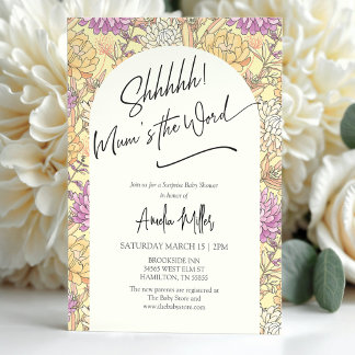 Invitation Surprise Floral Mum's the Word Baby Shower