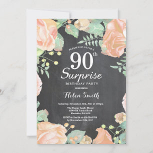 Invitation Surprise Florale de Pêche Botanique pour 90e Anniv