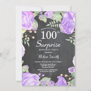 Invitation Surprise florale violette botanique pour 100e anni