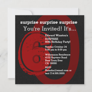 Invitation SURPRISE Grunge 60e anniversaire Rouge et noir W20