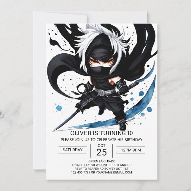 Invitation Surprise Ninja Aventure Enfants Anniversaire (Devant)