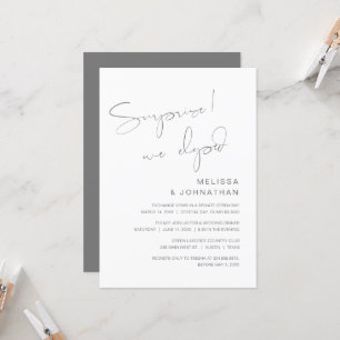 Invitation Surprise, nous avons fui, Mariage Elopement Party 