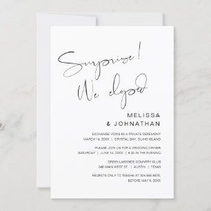 Invitation Surprise, nous avons fui, Parti Mariage Elopement