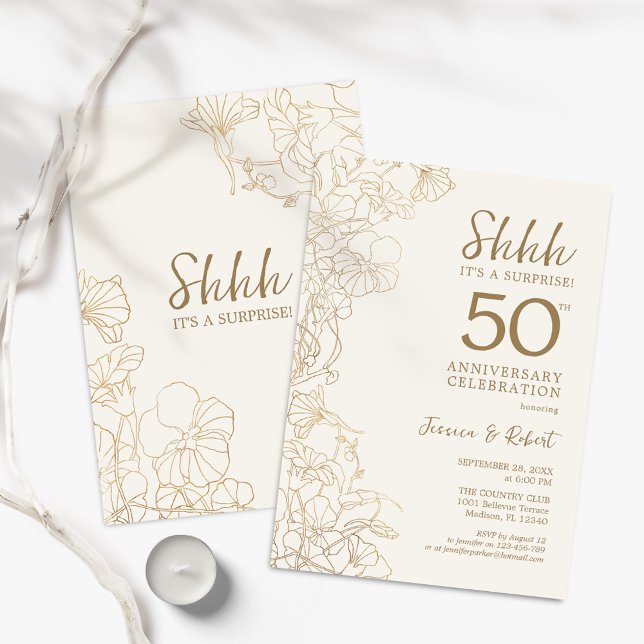 Invitation Surprise Or 50e Anniversaire (Créateur téléchargé)