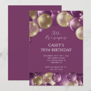 Invitation Surprise Or 70 Ans Violet Or