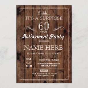 Invitation SURPRISE Parti de retraite Rustic Wood Years Invit