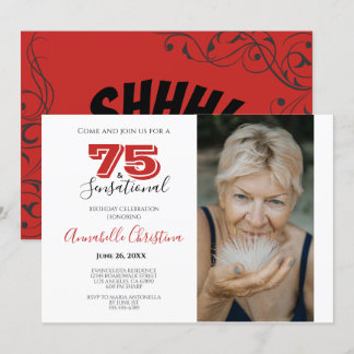 Invitation SURPRISE PARTY 75e anniversaire 75 & SENSATIONNEL