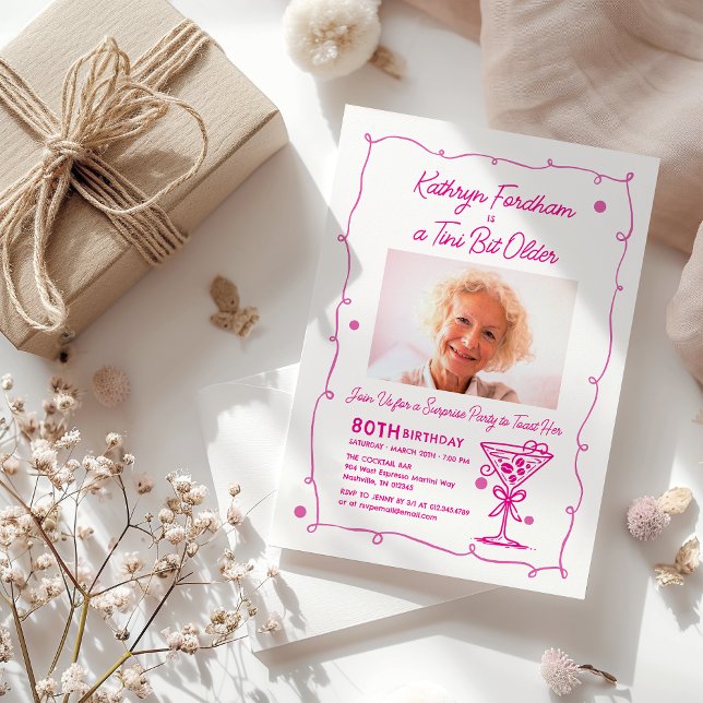 Invitation SURPRISE PARTY 80e anniversaire Martini photo (Créateur téléchargé)