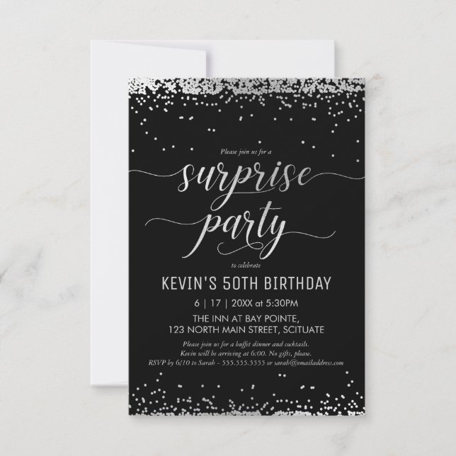 Invitation Surprise Party - Élégant, Invitation él (Devant)