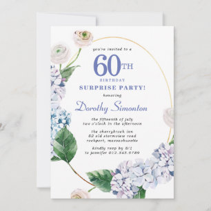 Invitation Surprise Party Hydrangea Rose 60e anniversaire