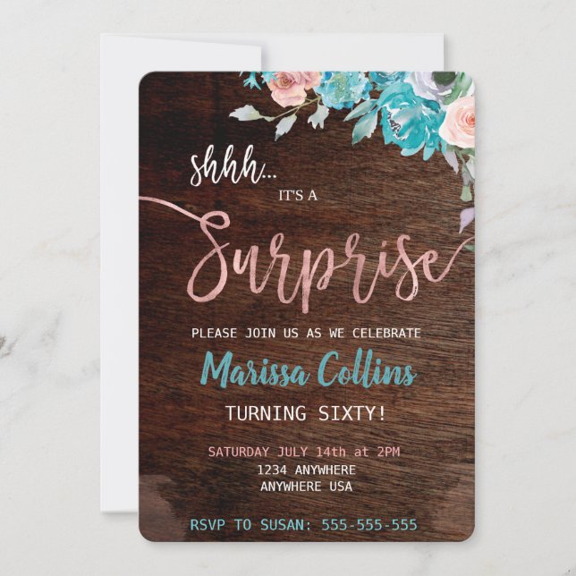 Invitation Surprise Party, lumières à cordes flora (Devant)