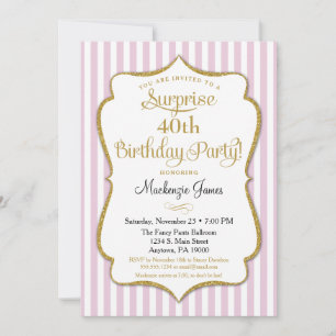 Invitation Surprise Party Pink Gold Elegant